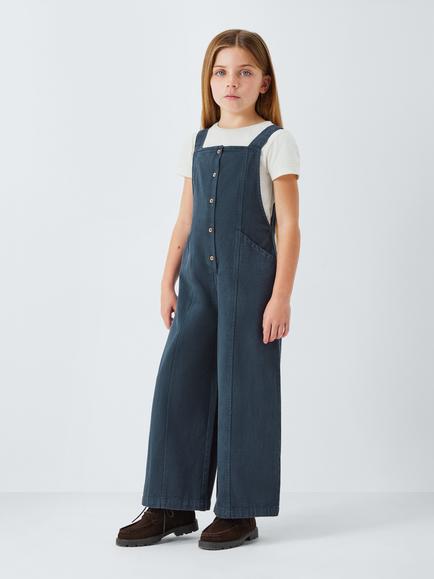 John Lewis Kids' Wide Leg Jumpsuit & T-Shirt Set, Grey, White, Grey, White