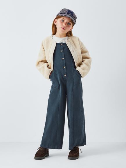 John Lewis Kids' Wide Leg Jumpsuit & T-Shirt Set, Grey, White - view 2, Grey, White