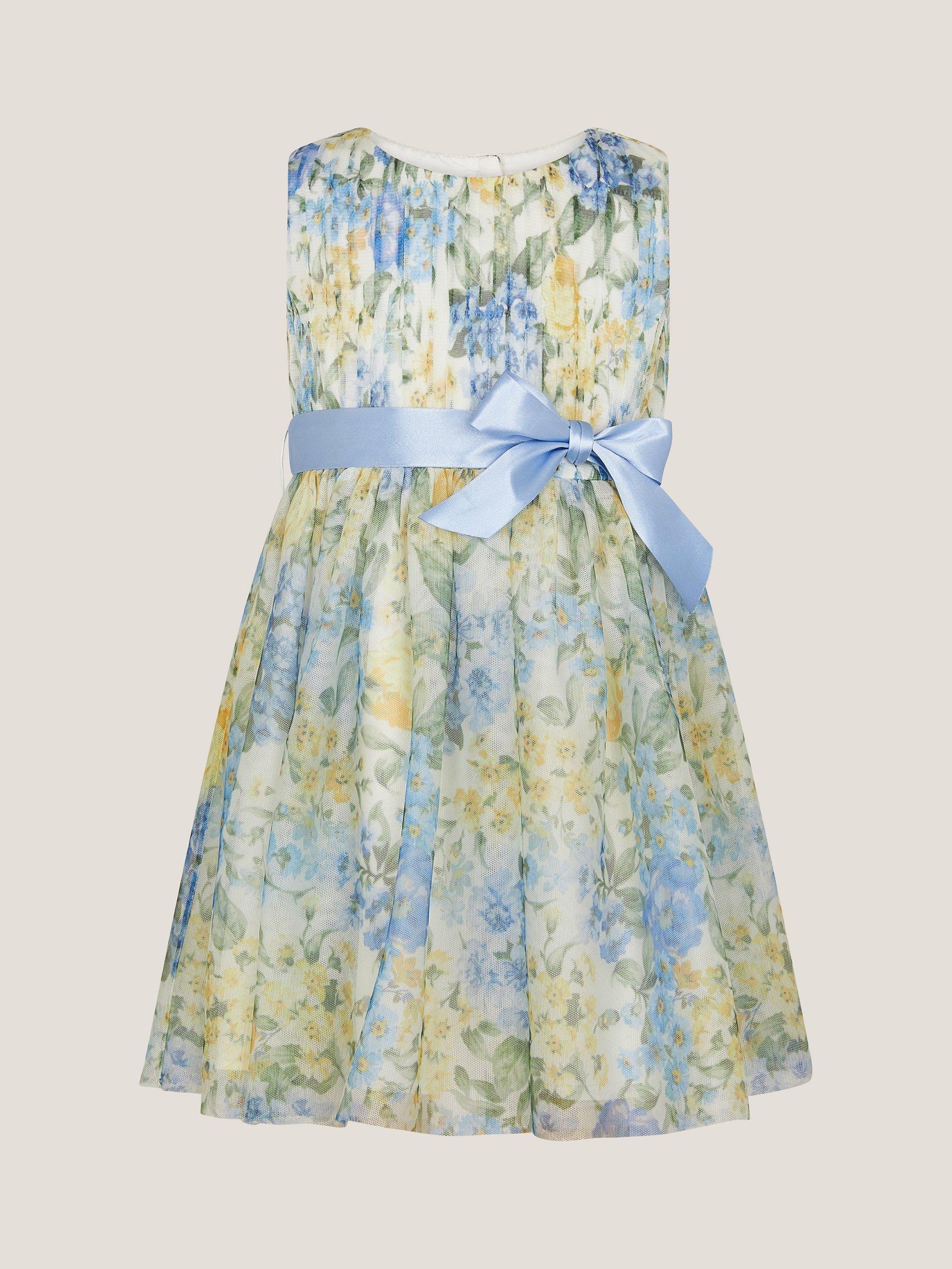 Product image 1 of 3, which shows Monsoon Baby Hydrangea Tulle Party Dress, Ivory, 0-3 months