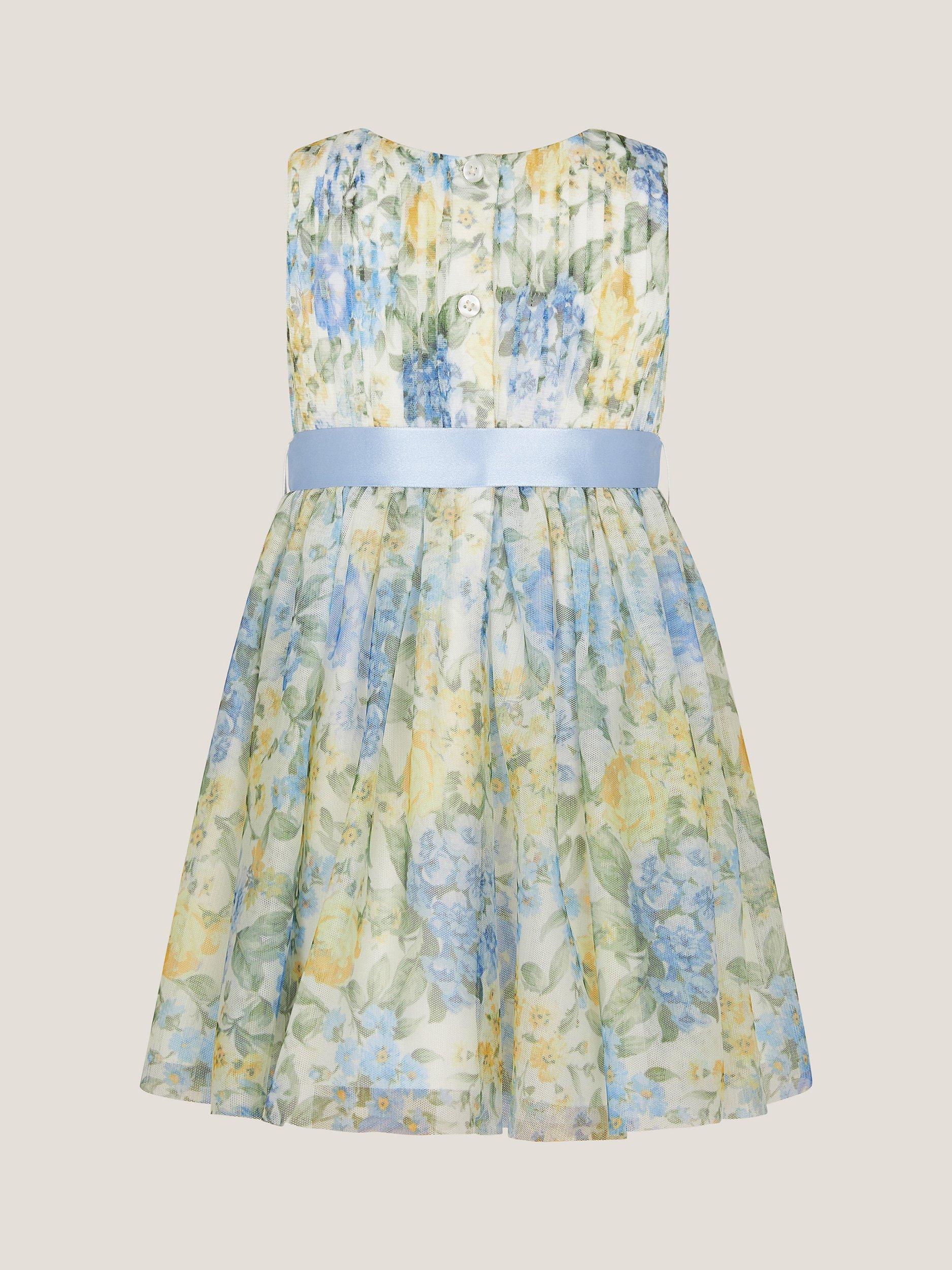 Product image 2 of 3, which shows Monsoon Baby Hydrangea Tulle Party Dress, Ivory, 0-3 months