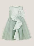 Monsoon Baby Sleeveless Bow Tulle Dress, Sage