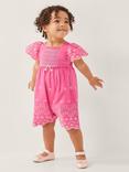 Monsoon Baby Broderie Romper, Pink