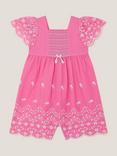 Monsoon Baby Broderie Romper, Pink