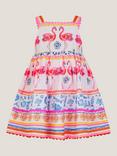Monsoon Baby Flamingo Embellished Sequin Dress, Ivory