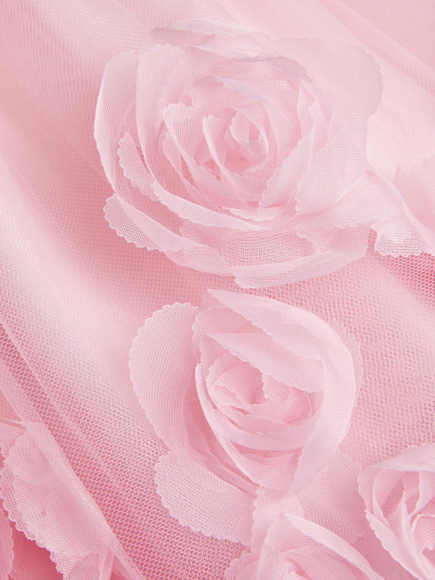 Product image 3 of 3, which shows Monsoon Baby Josie 3D Rosette Dress, Pink, 0-3 months