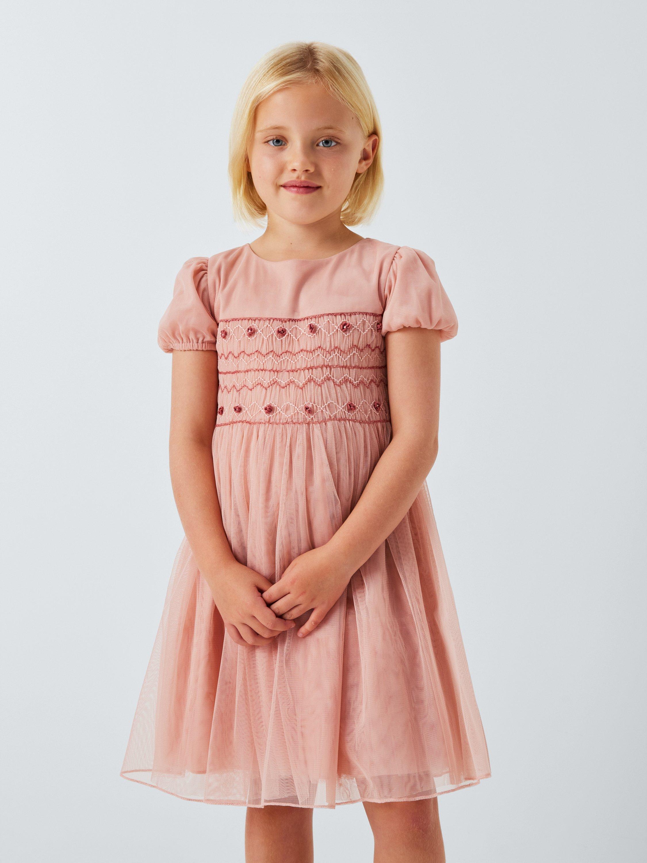 John Lewis Heirloom Collection Kids' Embroidered Tulle Party Dress, Misty  Rose
