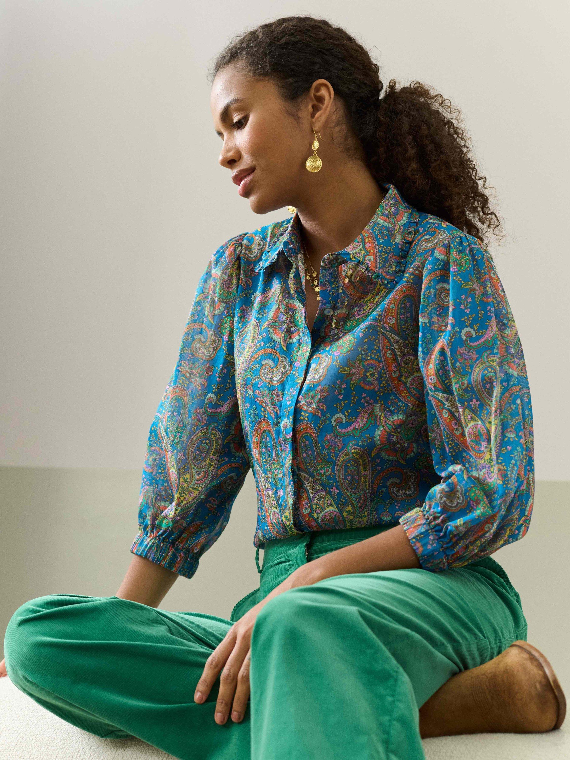 Brora Cotton Chiffon Liberty Print Blouse, Multi