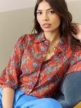 Brora Cotton Chiffon Floral Liberty Print Blouse, Multi