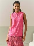 Brora Silk Cotton Sleeveless Top, Pink, Pink
