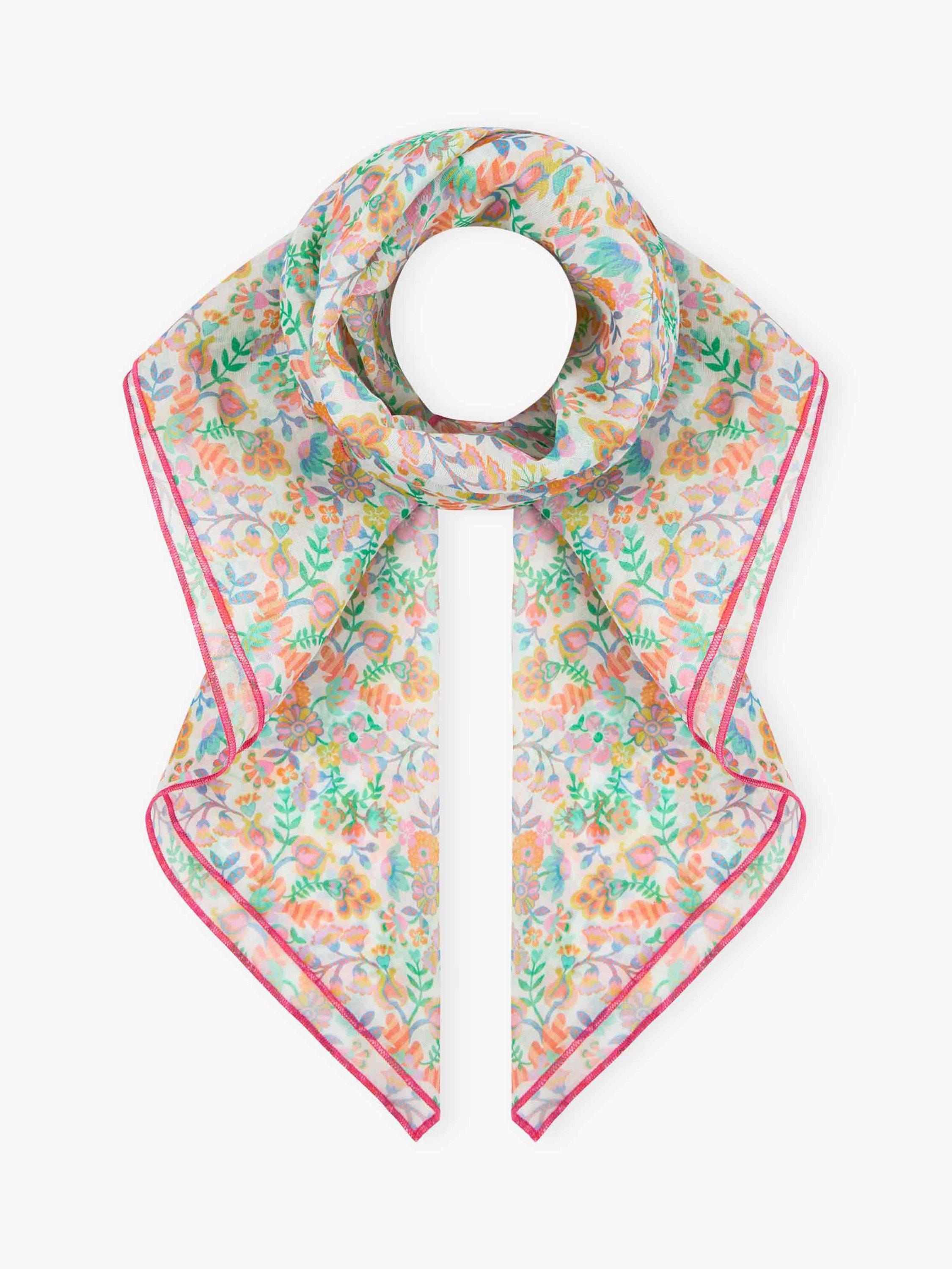 Brora Cotton Chiffon Floral Liberty Print Square Scarf, Multi