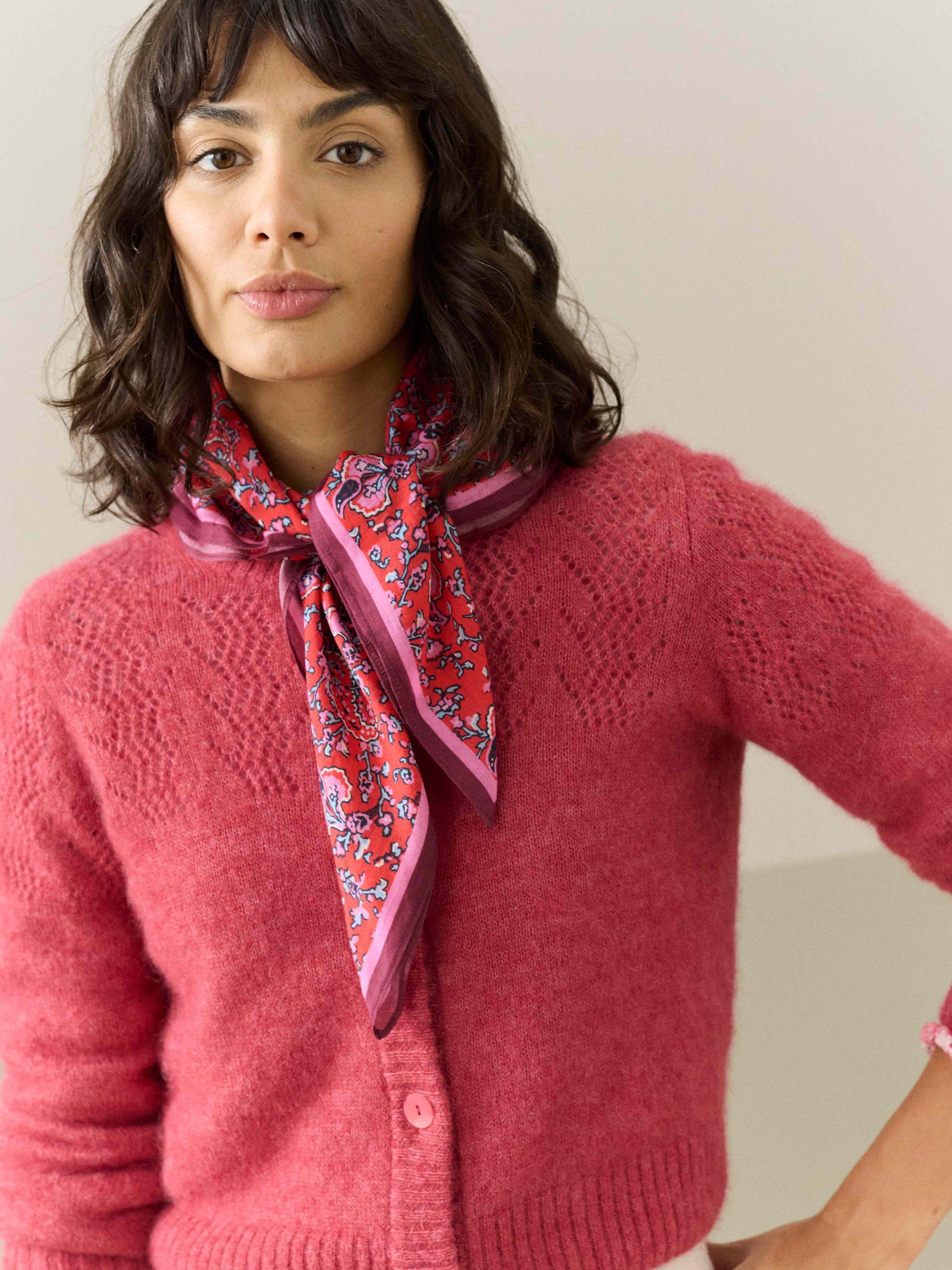 Product image 2 of 2, which shows Brora Silk Cotton Floral Square Scarf, Multi, One Size
