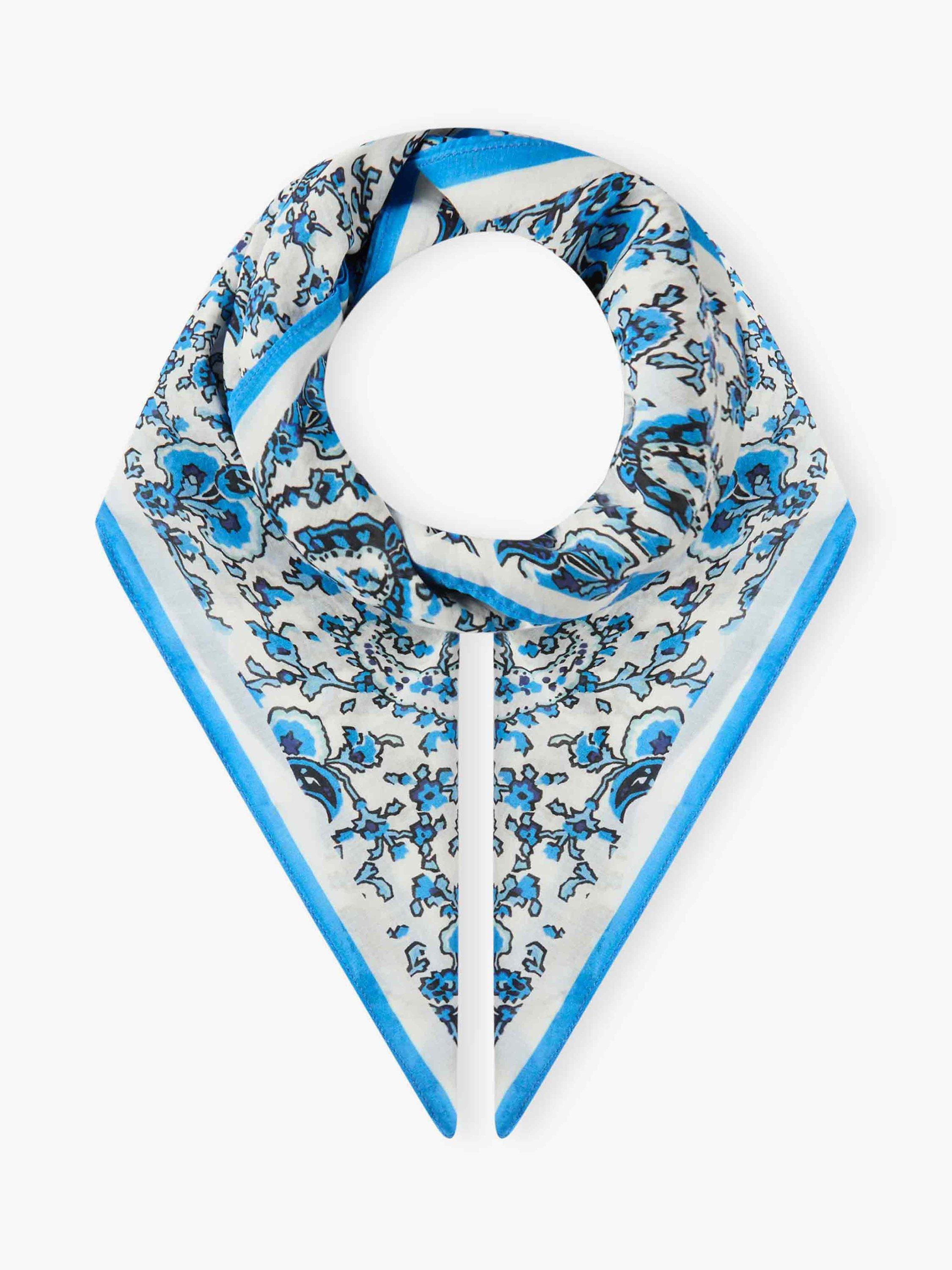 Brora Organic Cotton Floral Print Square Scarf, Multi