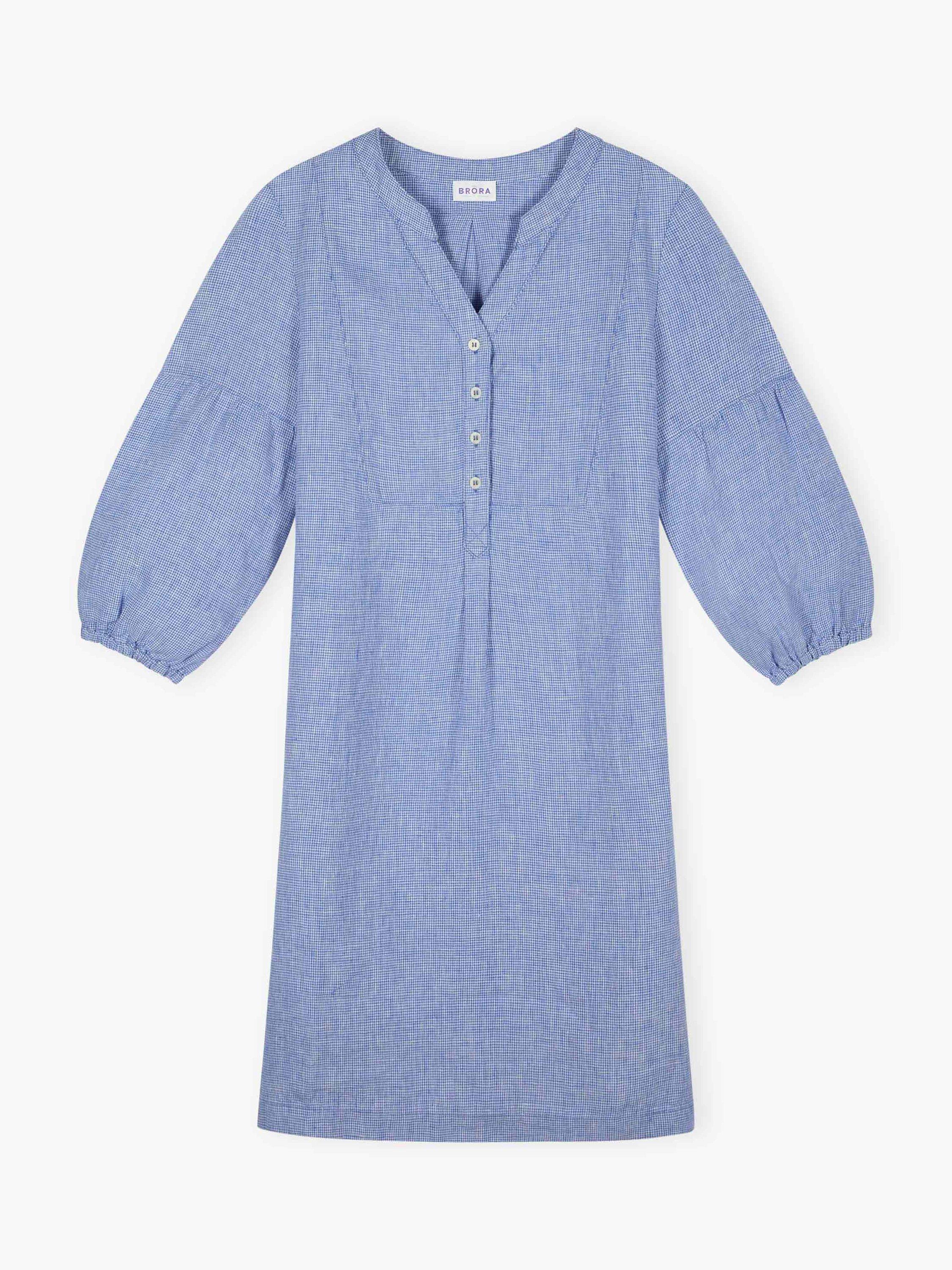Product image 5 of 5, which shows Brora Linen Houndstooth Linen Tunic, Cobalt, 12