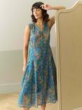 Brora Cotton Chiffon Floral Liberty Print Midi Dress, Multi