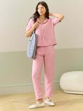 Brora Linen Cross-Dye Tapered Trousers, Pink