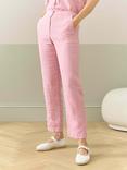 Brora Linen Cross-Dye Tapered Trousers, Pink