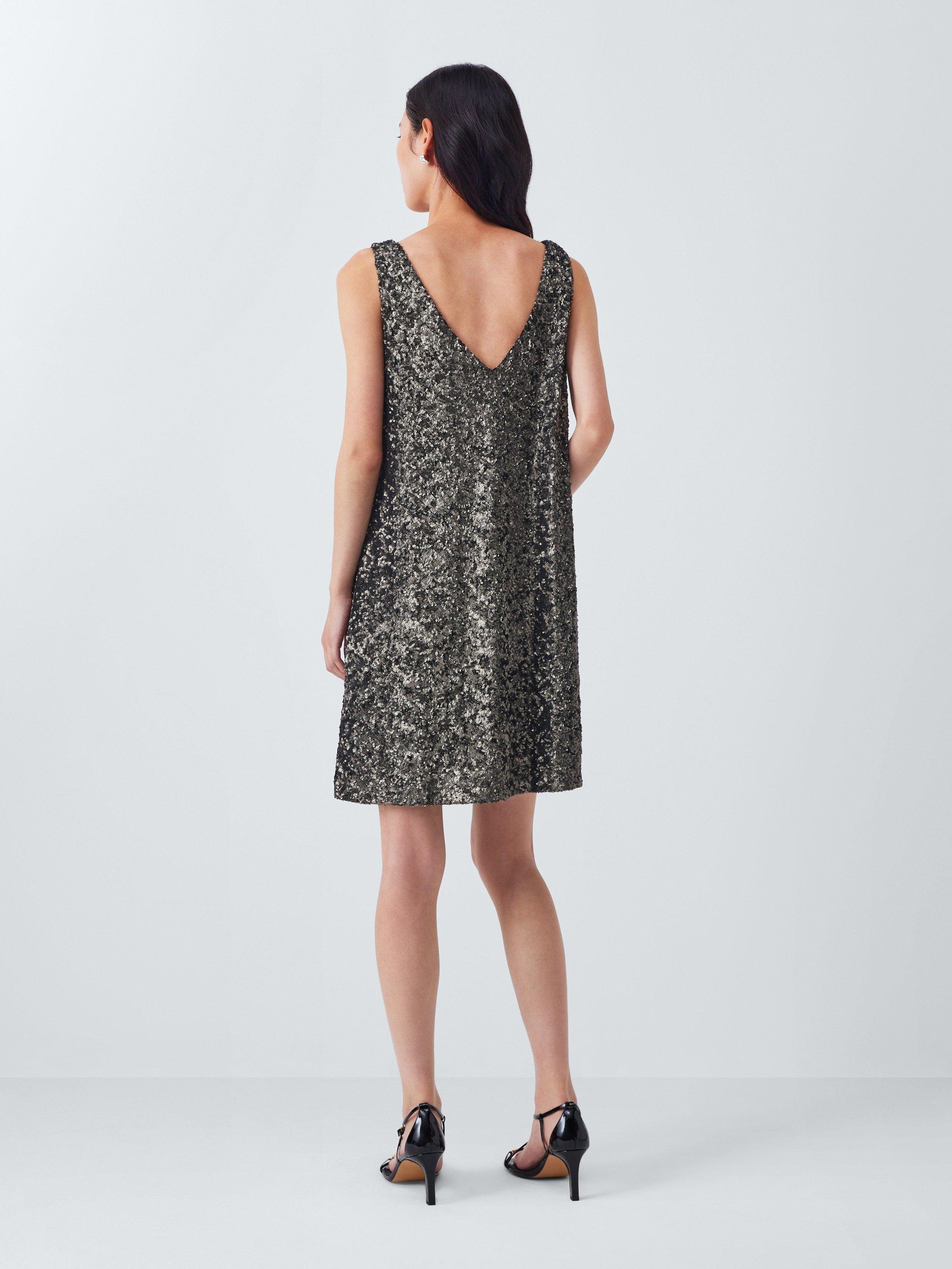 Product image 2 of 6, which shows AND/OR V-Neck Sequin Mini Dress, Charcoal, 6