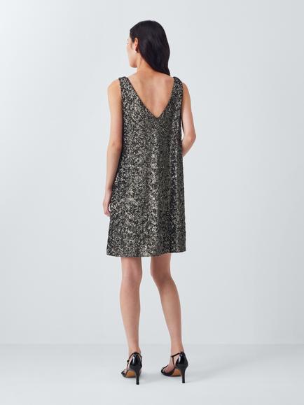 AND/OR V-Neck Sequin Mini Dress, Charcoal - view 2, Charcoal
