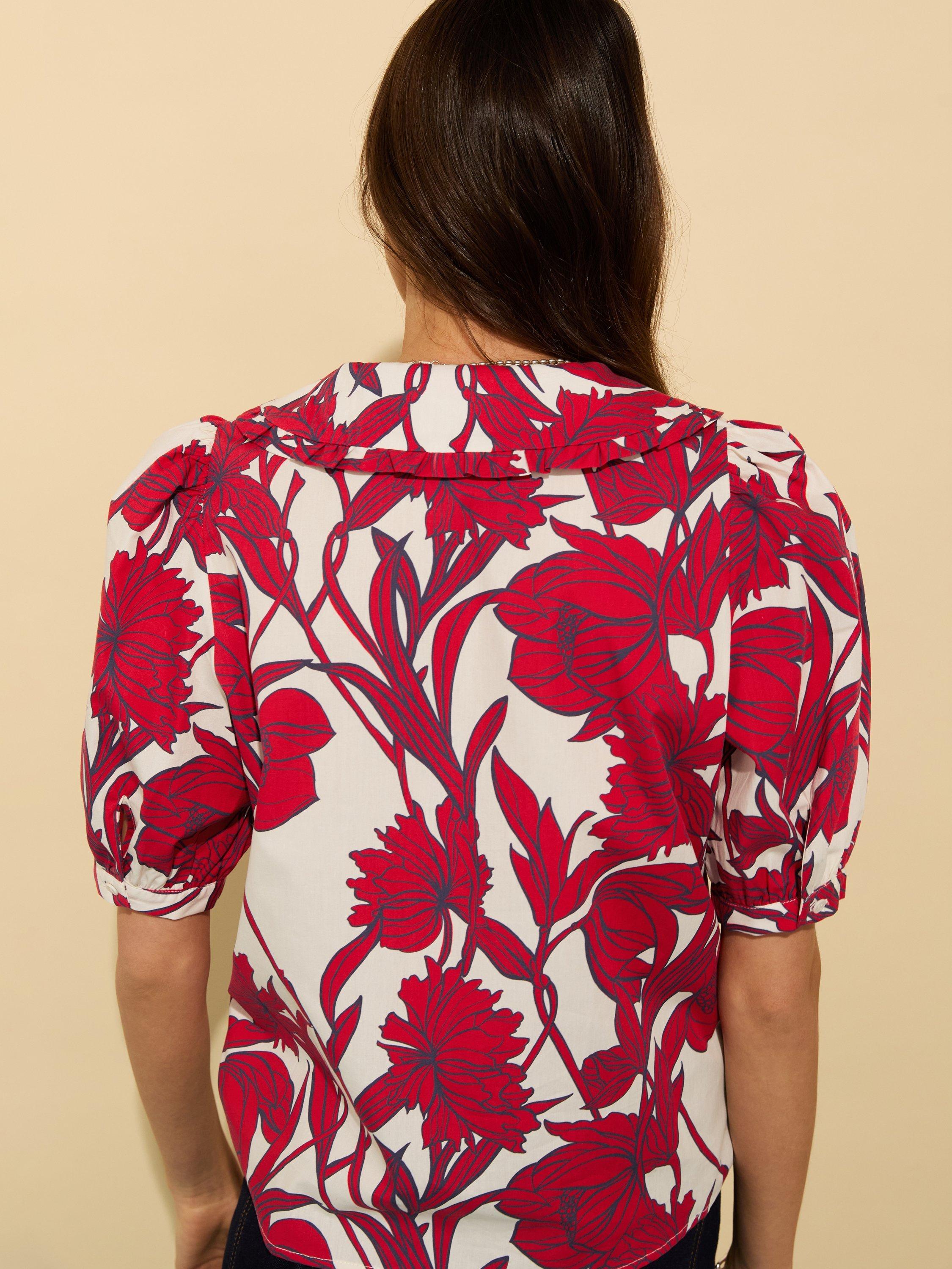Product image 4 of 4, which shows Baukjen Rosana Floral Pure Organic Cotton Blouse, Crimson/Multi, 10