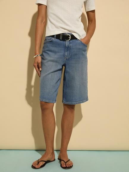 Baukjen Britney Organic Cotton Bermuda Denim Shorts - view 2, Light Indigo