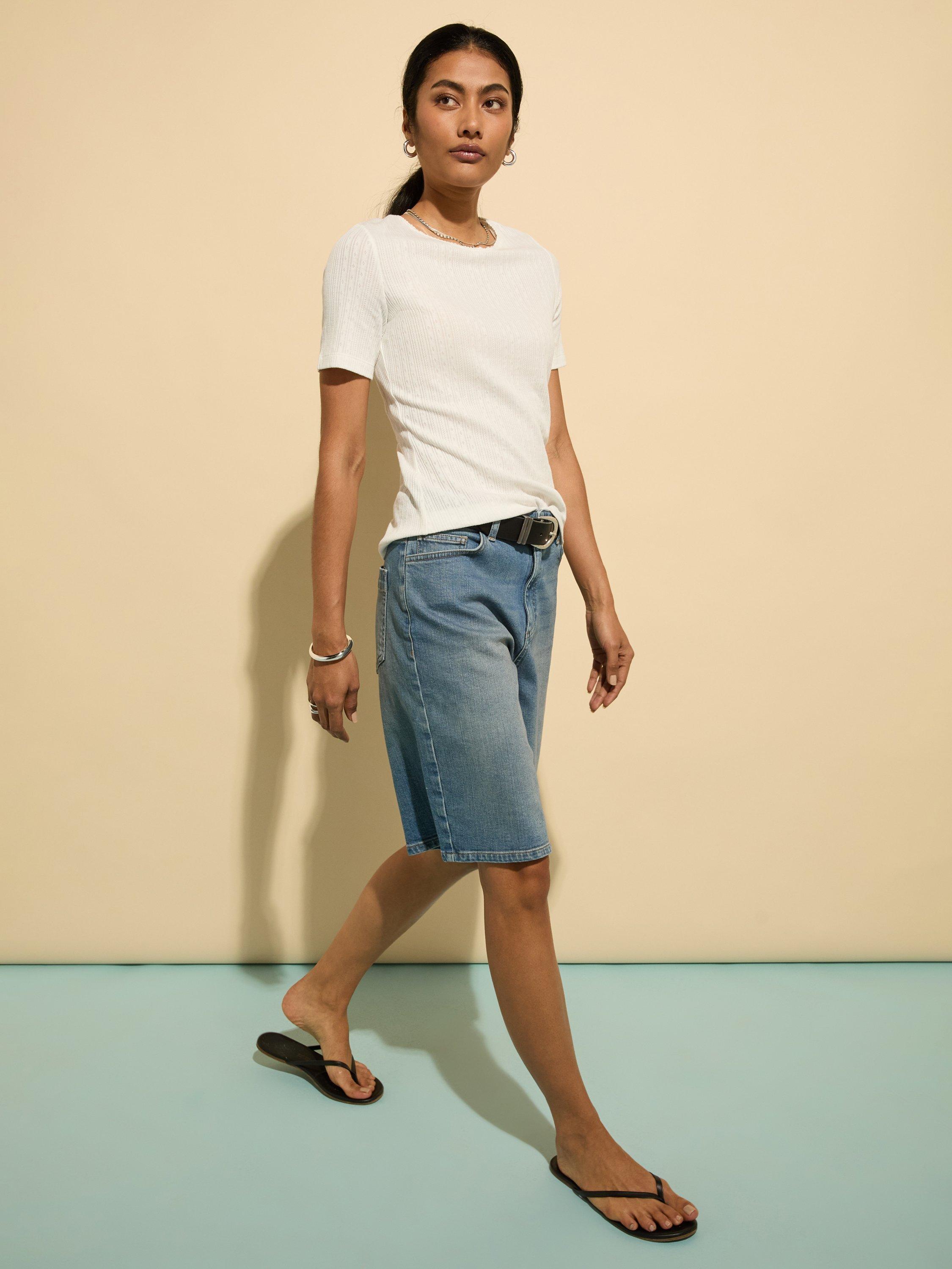 Product image 2 of 3, which shows Baukjen Gabriella Ribbed T-Shirt, Pure White, 10