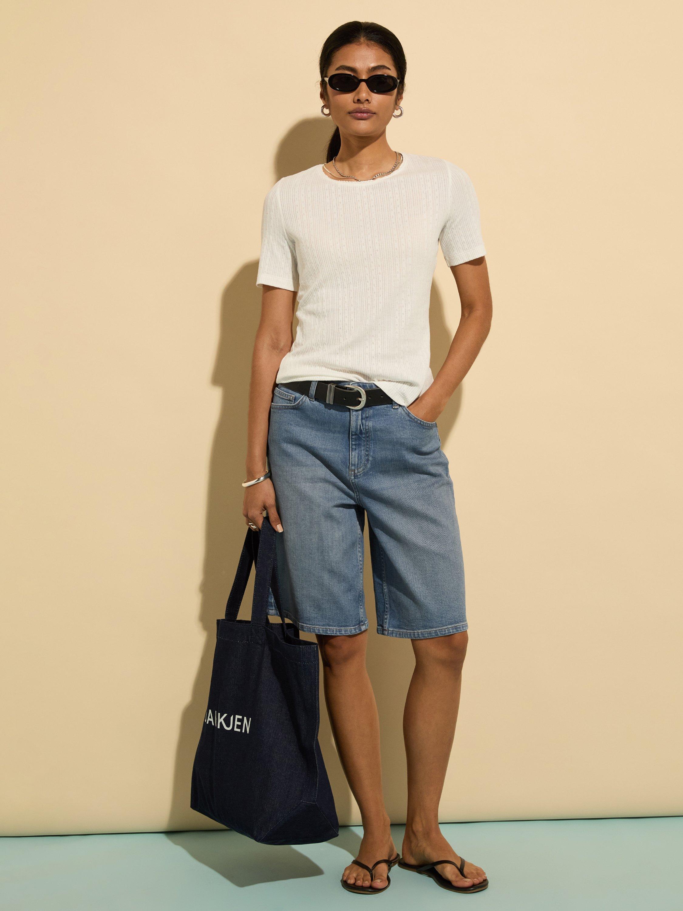 Product image 3 of 3, which shows Baukjen Gabriella Ribbed T-Shirt, Pure White, 10