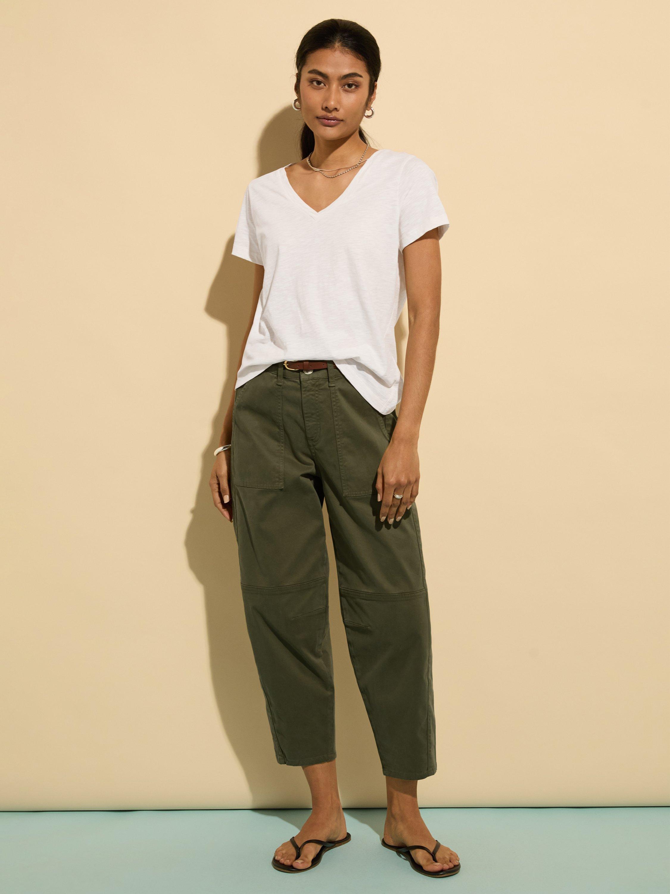 Product image 3 of 5, which shows Baukjen Hanorah V-Neck Cotton T-Shirt, Pure White, 6