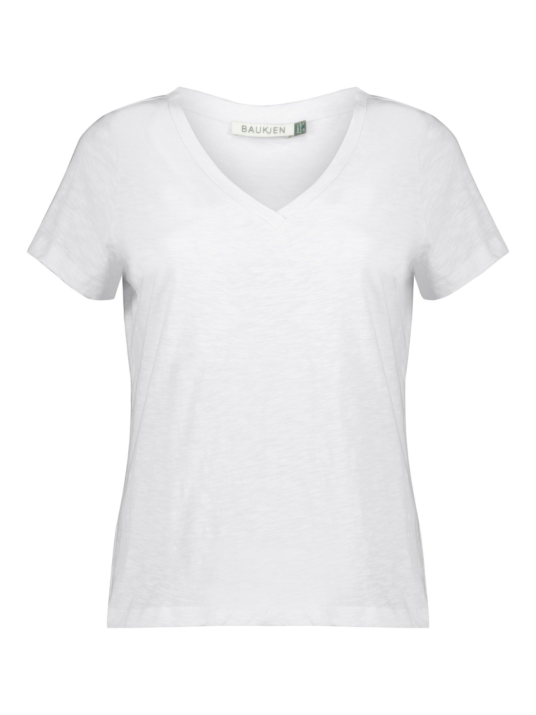 Product image 4 of 5, which shows Baukjen Hanorah V-Neck Cotton T-Shirt, Pure White, 6