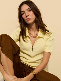 Baukjen Ivy Pure Organic Cotton Zip Collar Top, Butter yellow