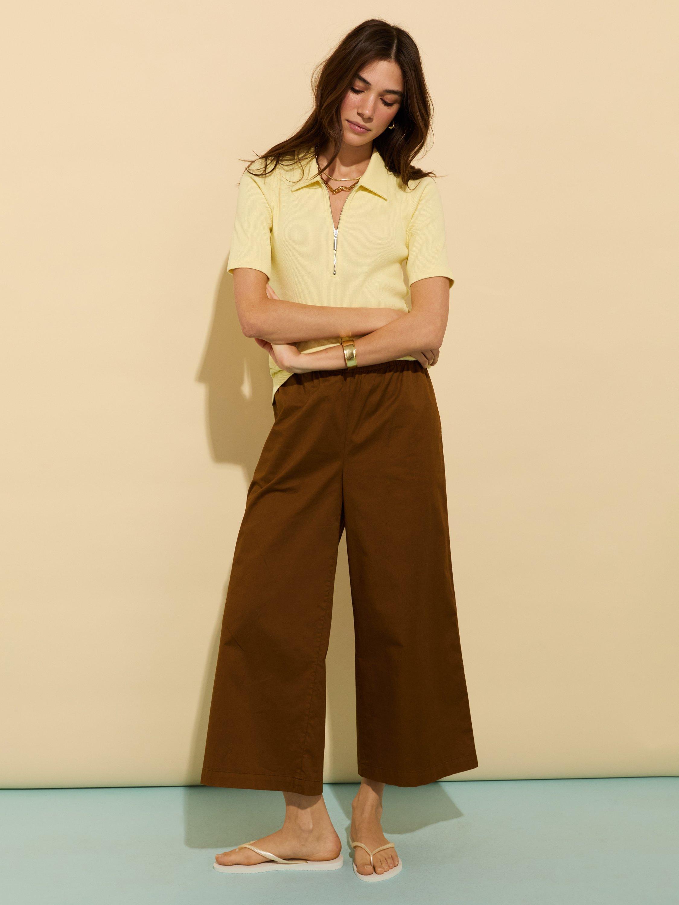 Product image 2 of 4, which shows Baukjen Ivy Pure Organic Cotton Zip Collar Top, Butter yellow, 6