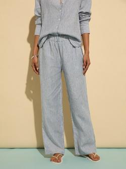 Baukjen Doretta Stripe Pure Linen Trousers, Indigo/Multi, Indigo/Multi