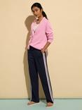 Baukjen Marjorie Side Stripe Ponte Trousers, Navy/Pink