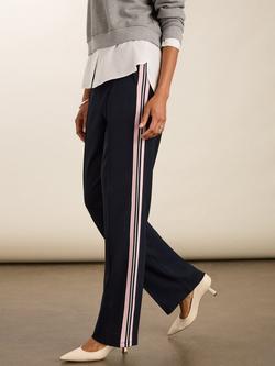 Baukjen Marjorie Side Stripe Ponte Trousers, Navy/Pink - view 2, Navy/Pink