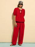Baukjen Melissa Pure Linen Trousers, Crimson Red