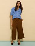 Baukjen Shelby Organic Cotton Rich Wide Leg Trousers, Milk Chocolate