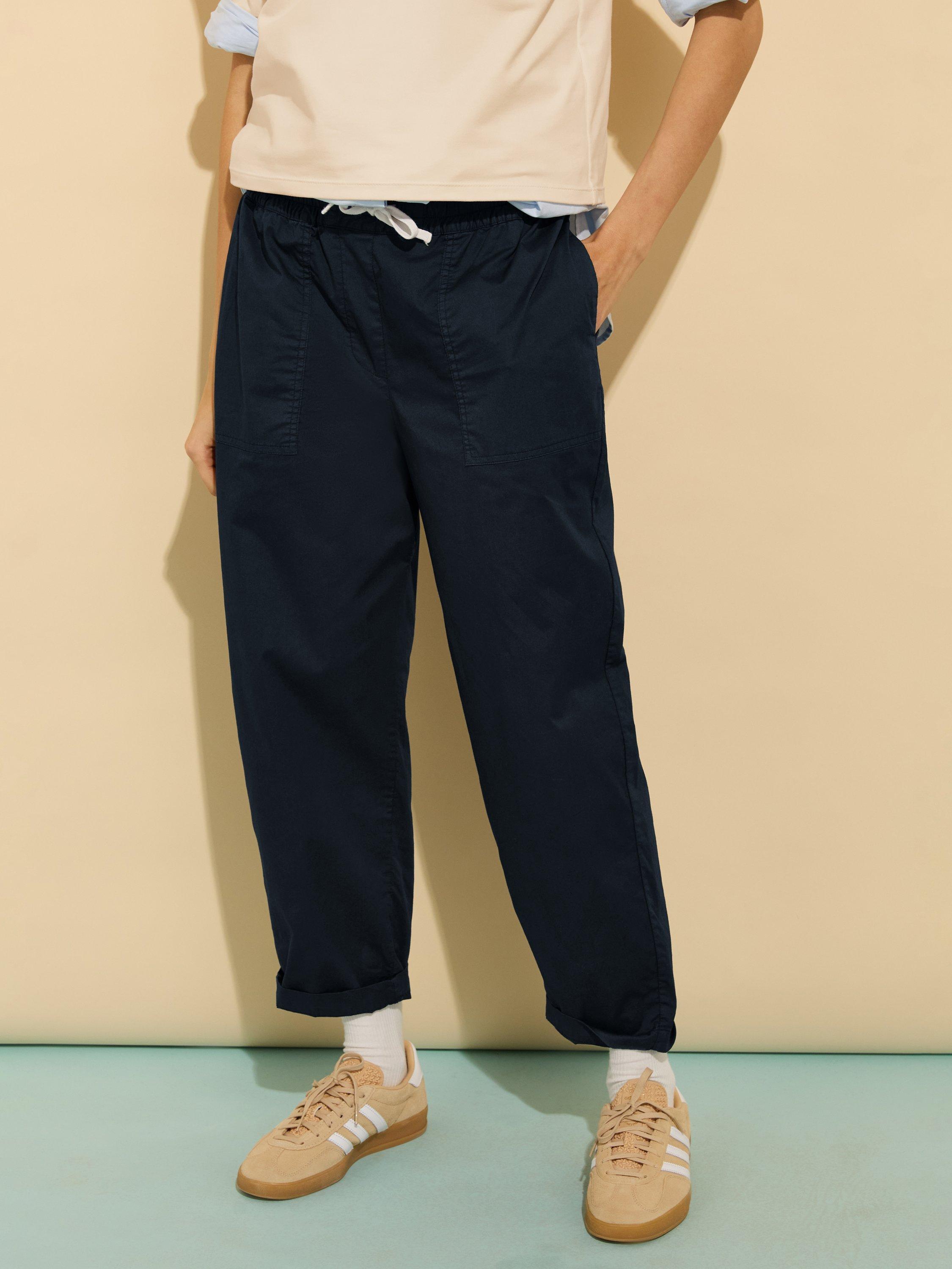 Product image 3 of 6, which shows Baukjen Sophy Organic Cotton Rich Jogger Trousers, Deep Indigo, 10