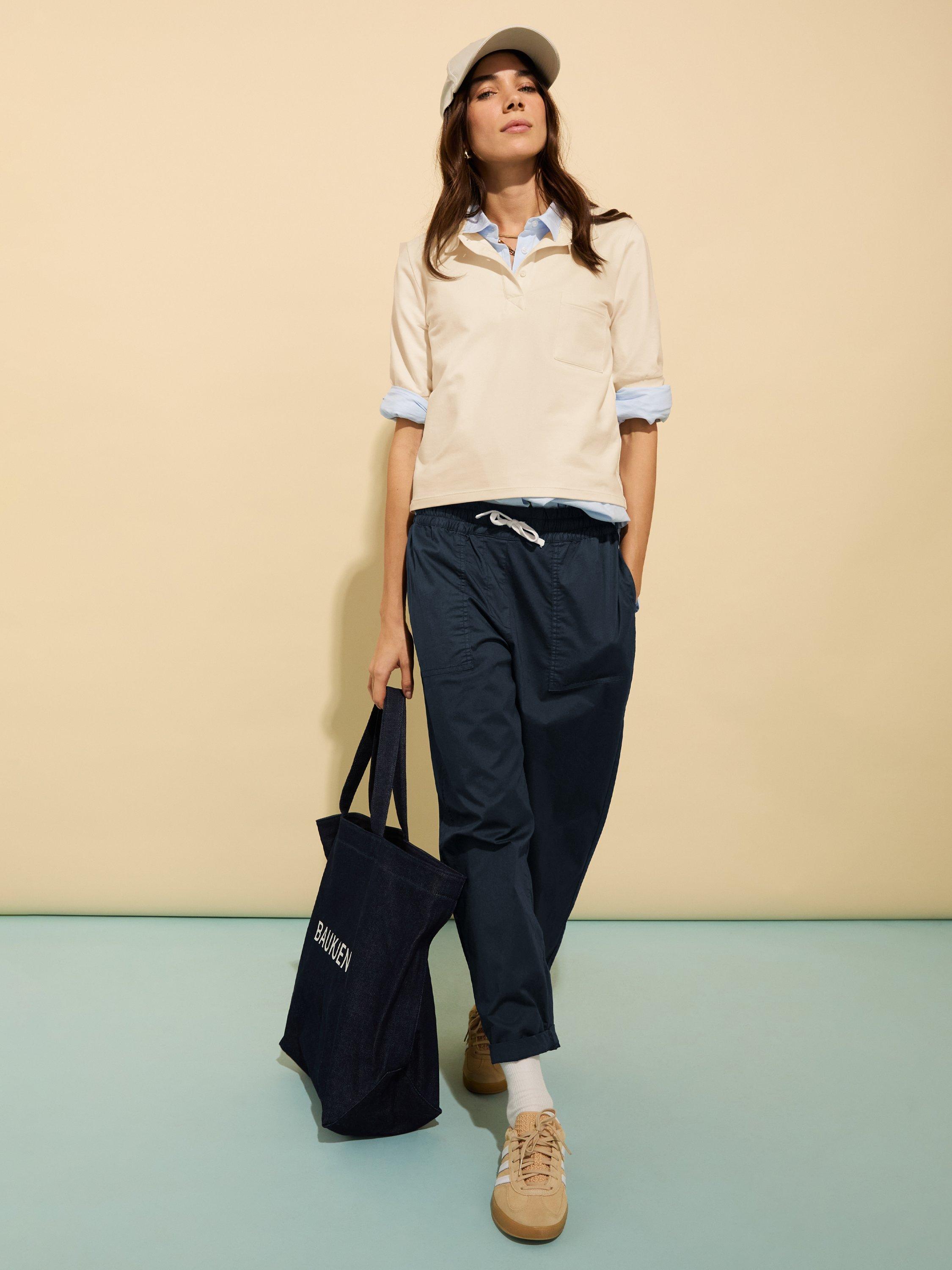 Product image 6 of 6, which shows Baukjen Sophy Organic Cotton Rich Jogger Trousers, Deep Indigo, 10