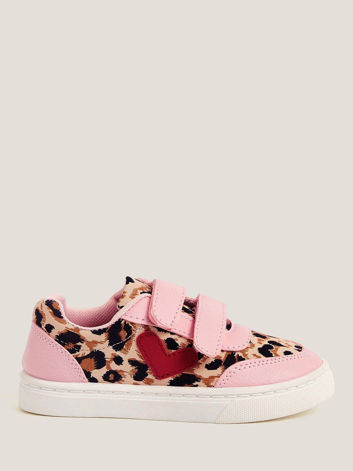 Product image 1 of 3, which shows Monsoon Kids' Leopard Print Rip Tape Trainers, Multi, 7 Jnr