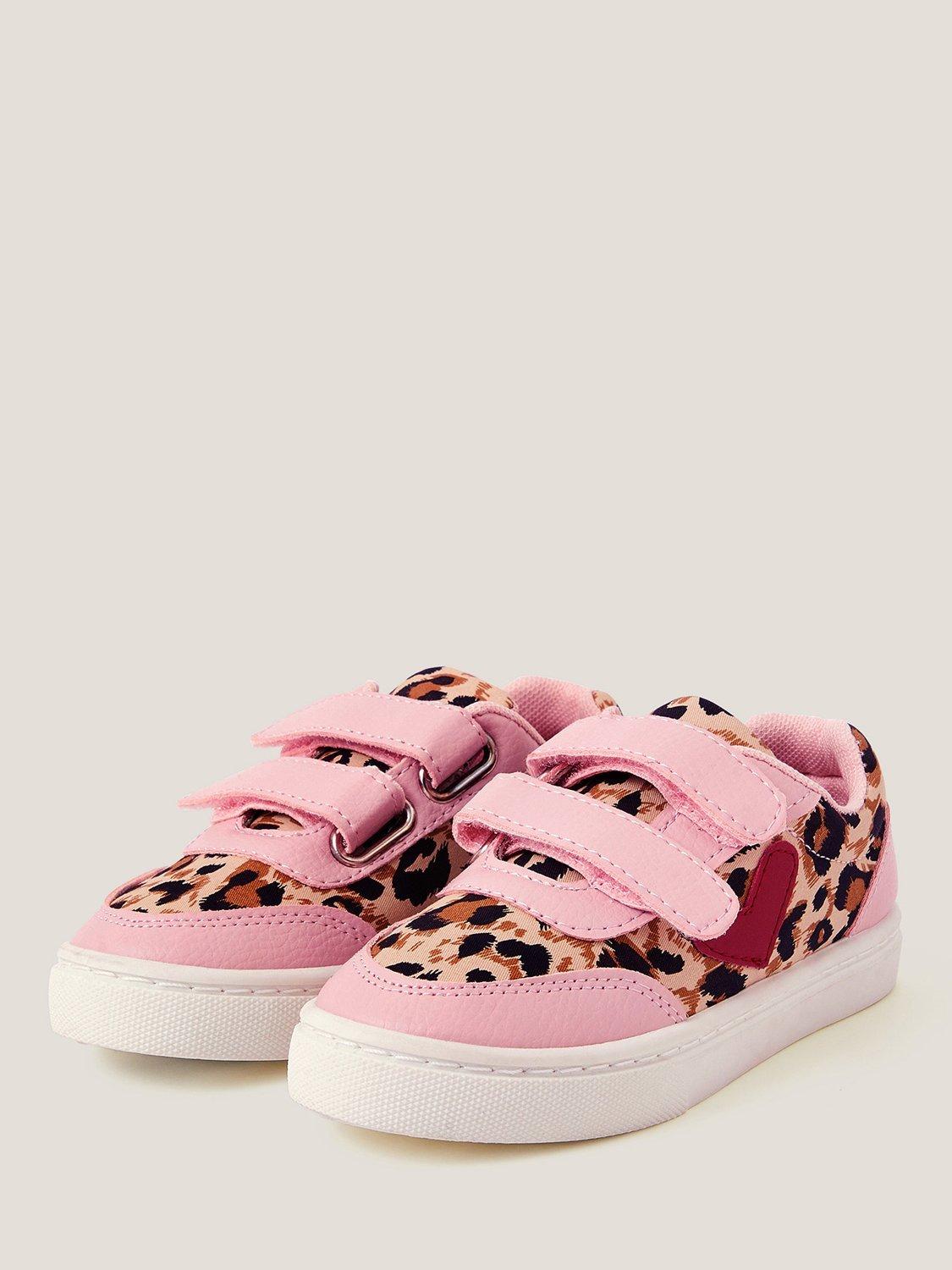 Product image 3 of 3, which shows Monsoon Kids' Leopard Print Rip Tape Trainers, Multi, 7 Jnr