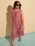 Baukjen Devi Stripe Pure Organic Cotton Midi Dress, Crimson/Multi