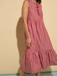 Baukjen Devi Stripe Pure Organic Cotton Midi Dress, Crimson/Multi