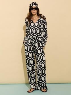 Baukjen Ashlyn Button-Down Long Sleeve Satin Shirt - view 2, Black/Multi