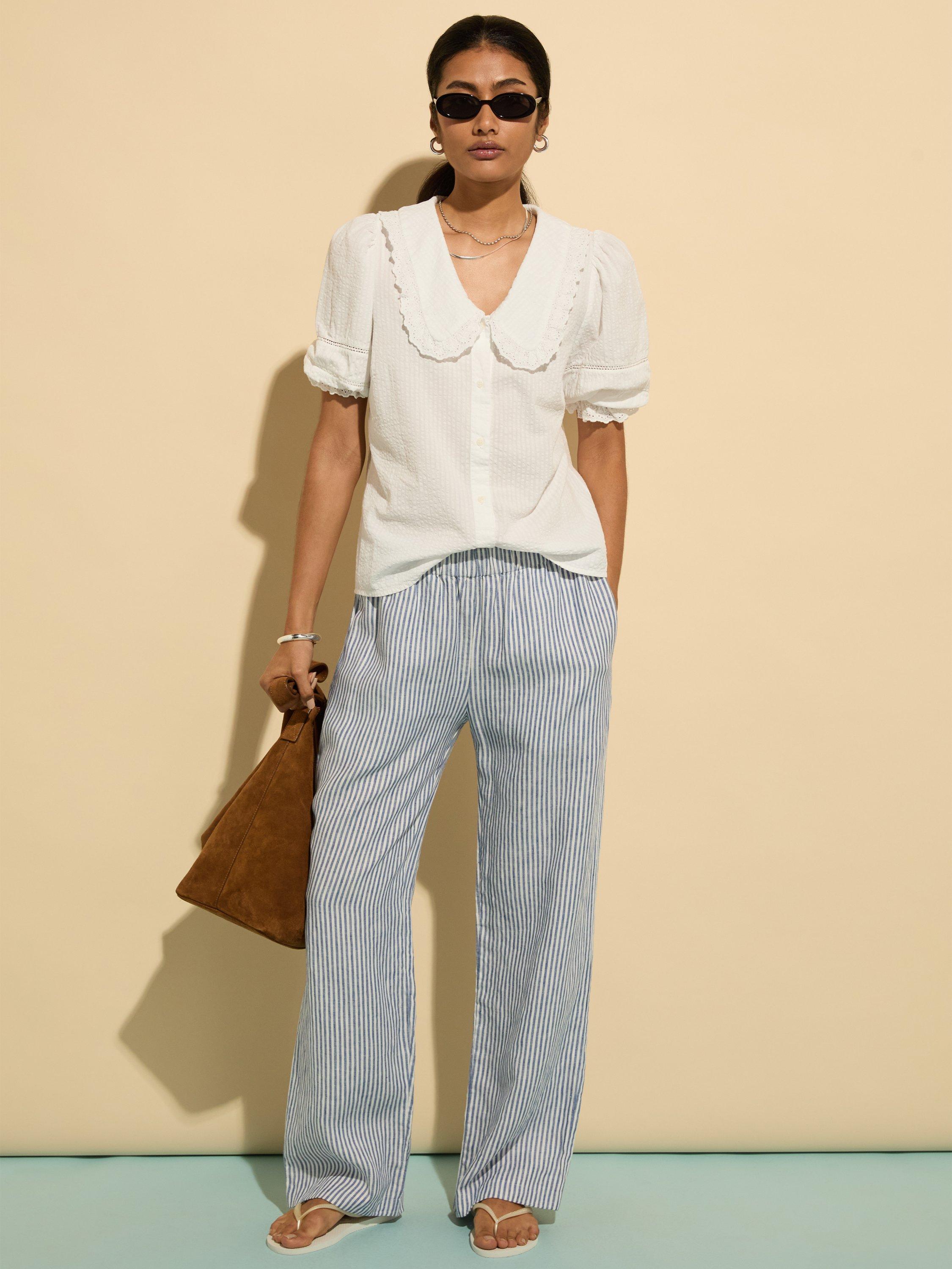 Product image 2 of 6, which shows Baukjen Marti Broderie Anglaise Blouse, Soft White, 6