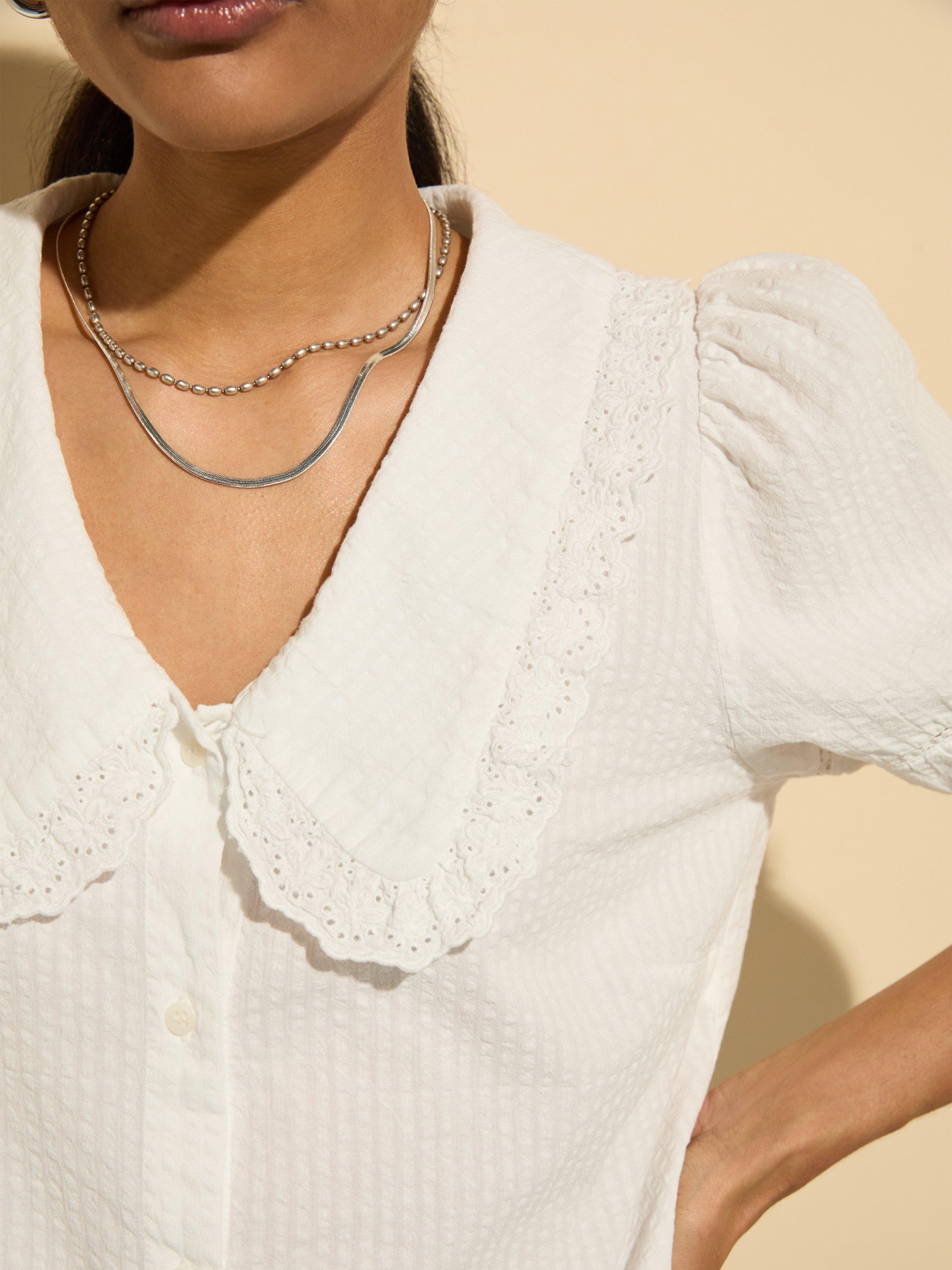 Product image 3 of 6, which shows Baukjen Marti Broderie Anglaise Blouse, Soft White, 6