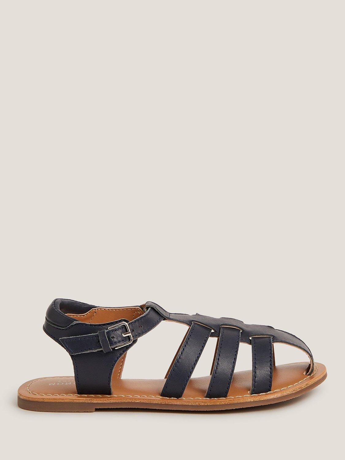 Product image 1 of 3, which shows Monsoon Kids' Leather Fisherman Sandals, Navy, 3 Jnr