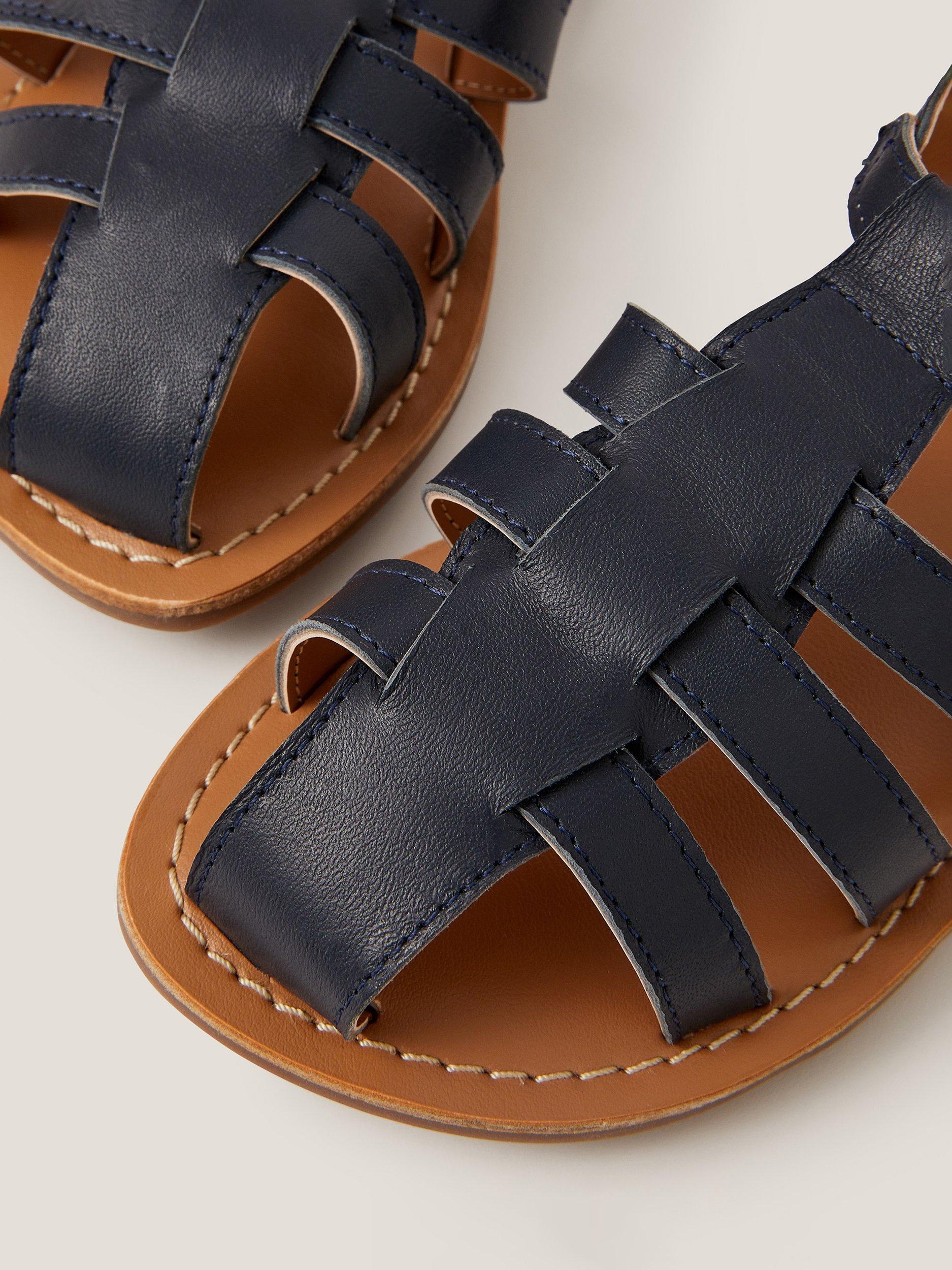 Product image 3 of 3, which shows Monsoon Kids' Leather Fisherman Sandals, Navy, 3 Jnr