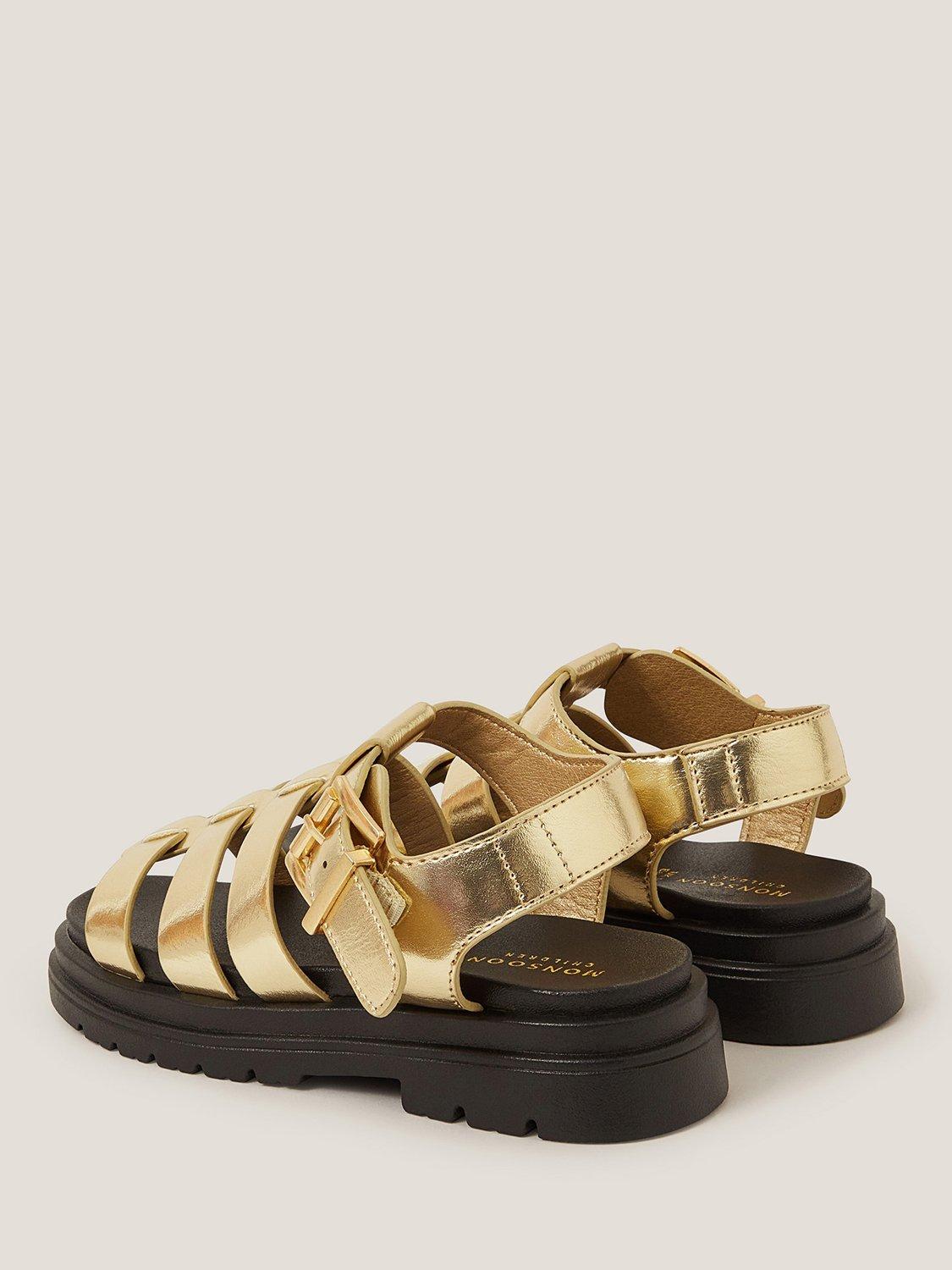 Product image 3 of 3, which shows Monsoon Kids' Chunky Platform Sandals, Gold, 10 Jnr