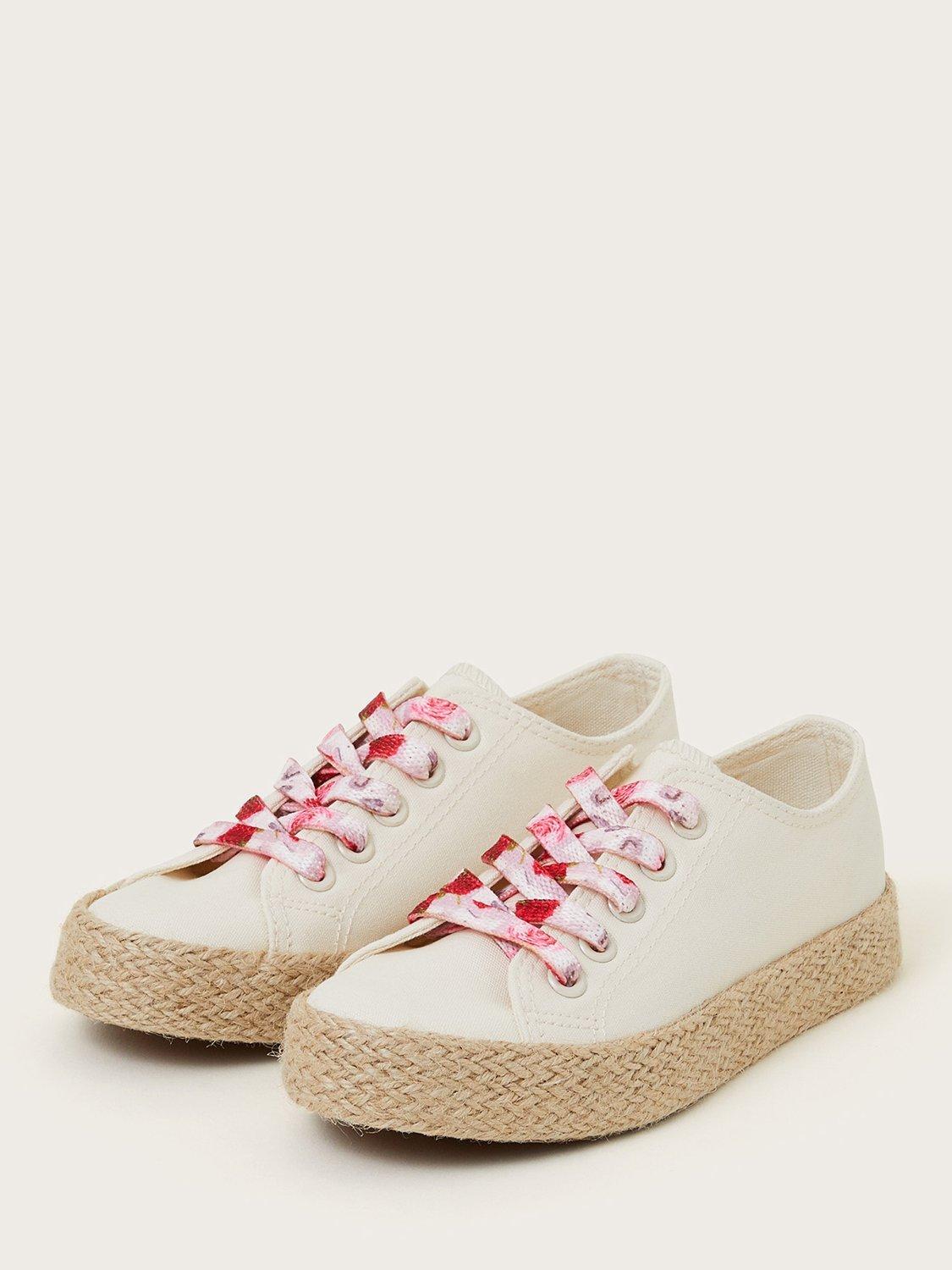 Product image 2 of 3, which shows Monsoon Kids' Canvas Espadrille Trainers, Ivory, 7 Jnr