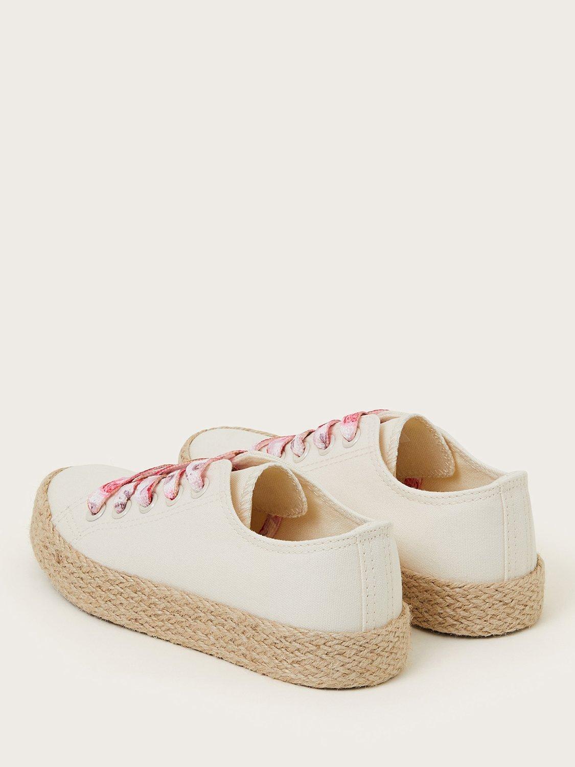 Product image 3 of 3, which shows Monsoon Kids' Canvas Espadrille Trainers, Ivory, 7 Jnr