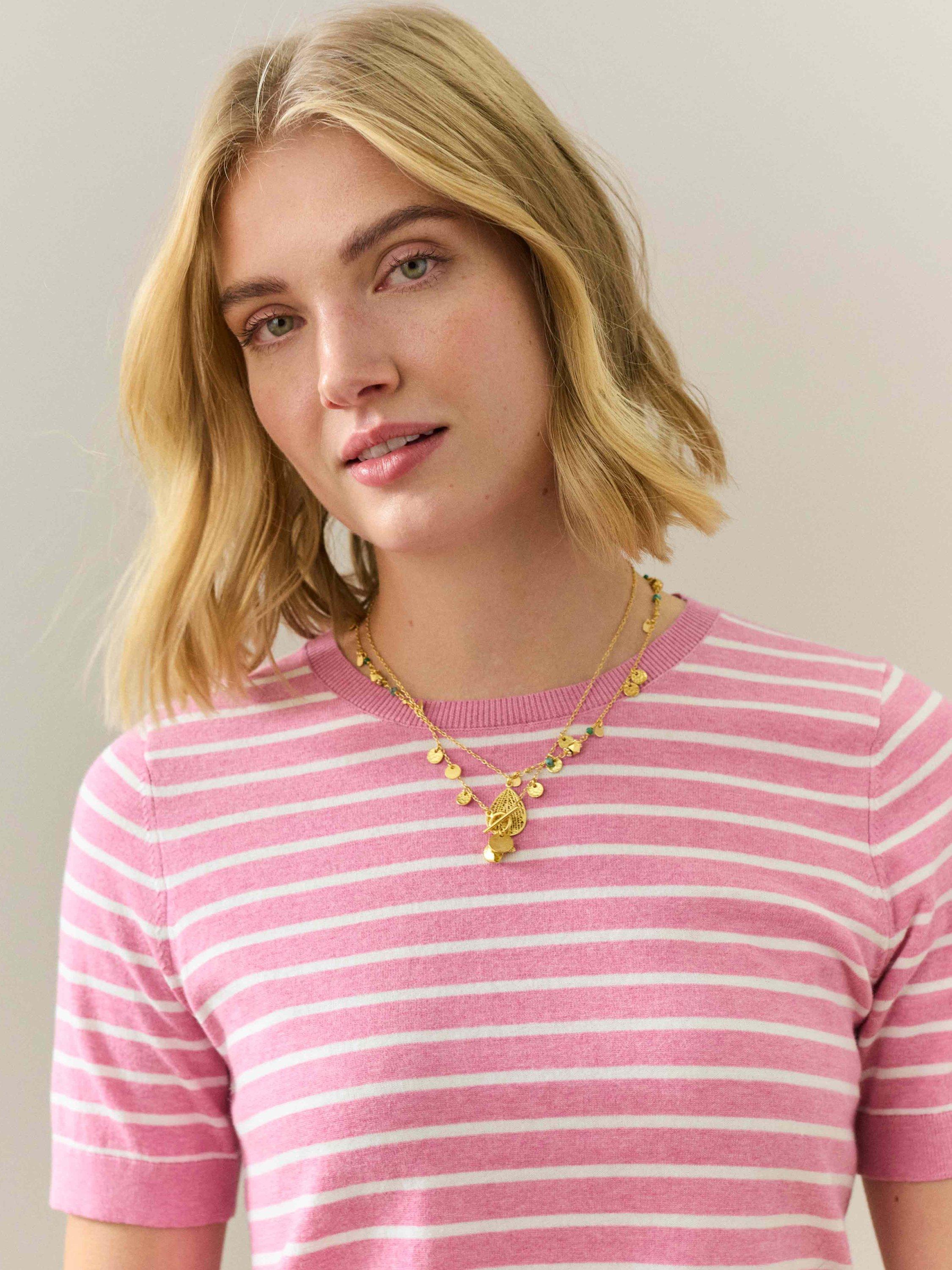 Product image 3 of 5, which shows Brora Cotton Breton Stripe T-Shirt, Multi, 8